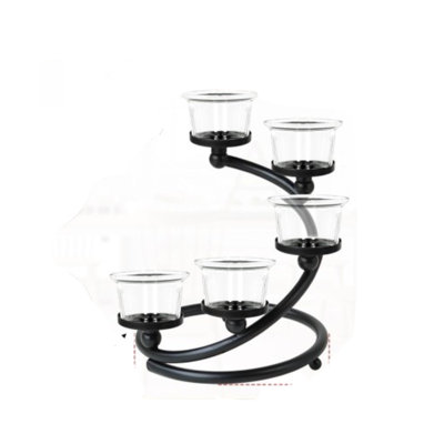 1pc Black Metal 5-cup Tea Light Candle Holder