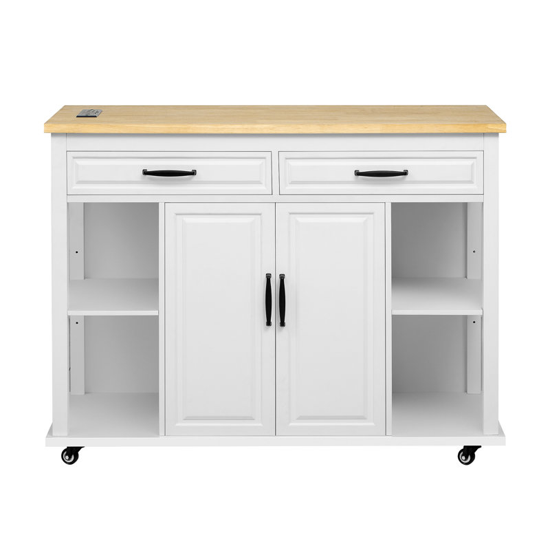 Versatile 47-Inch Kitchen Island with Extendable Table and Multiple Features