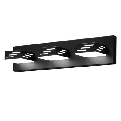 3 luminaires muraux de salle de bain modernes à DEL de 19,69 pouces, éclairage 24W haute luminosité, 360 têtes de lampe rotatives, Ip44 imperméable et lumières de finition en fer noir, luminosité, construction flexible