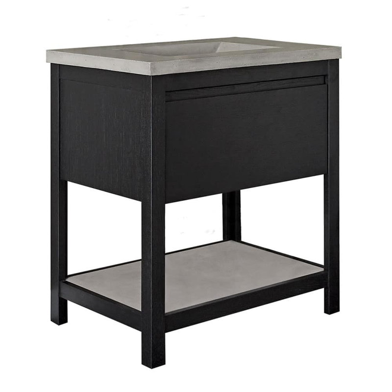 Solace 30.5" Single Bathroom Vanity Set, Midnight Oak, Ash, Ash