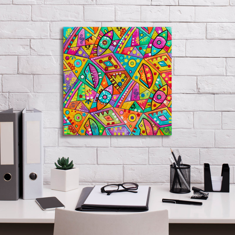 «Geometric Eyes And Lips» par Dean Russo, H 18 po x l 18 po x P 0,75 po