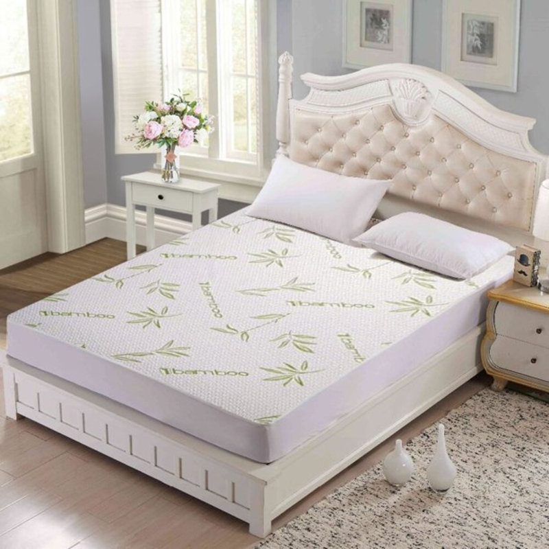Protège-matelas hypoallergénique en rayonne de bambou et polyester, Grand