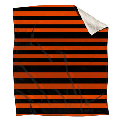 Black Orange Stripes Fleece Throw Blanket - Pattern Throws for Sofas or Beds