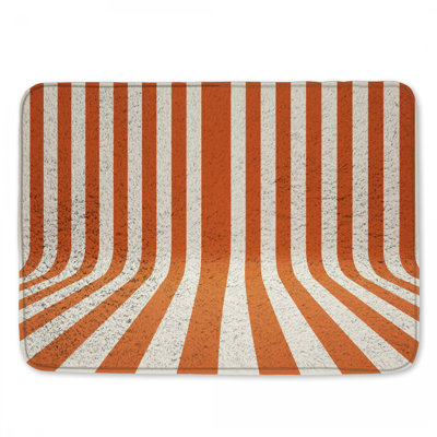 Orange White Vertical Stripes Bath Mat
