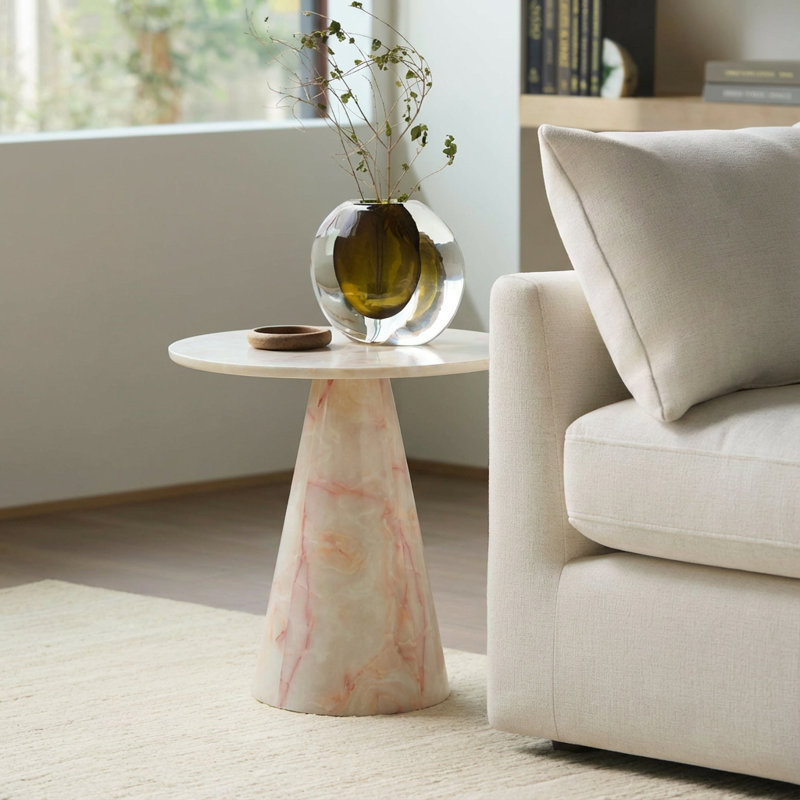 Table de bout moderne en faux marbre