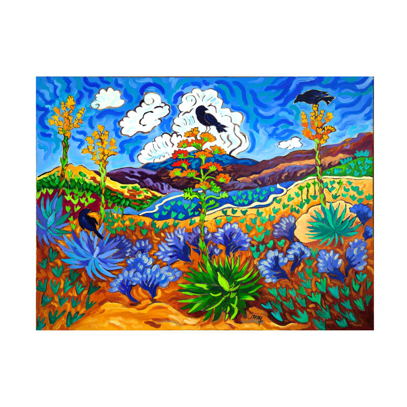 «Canyon consultation» par Cathy Carey - peinture sur toile tendue, H 14 po x l 19 po x P 2 po
