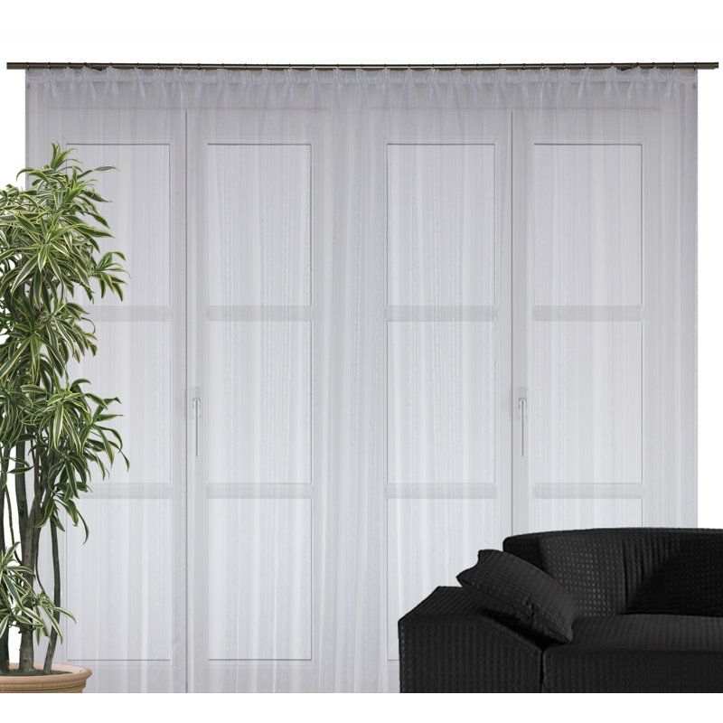 Forsman Semi Sheer Curtain Single Panel, 145cm H x 450cm W, White