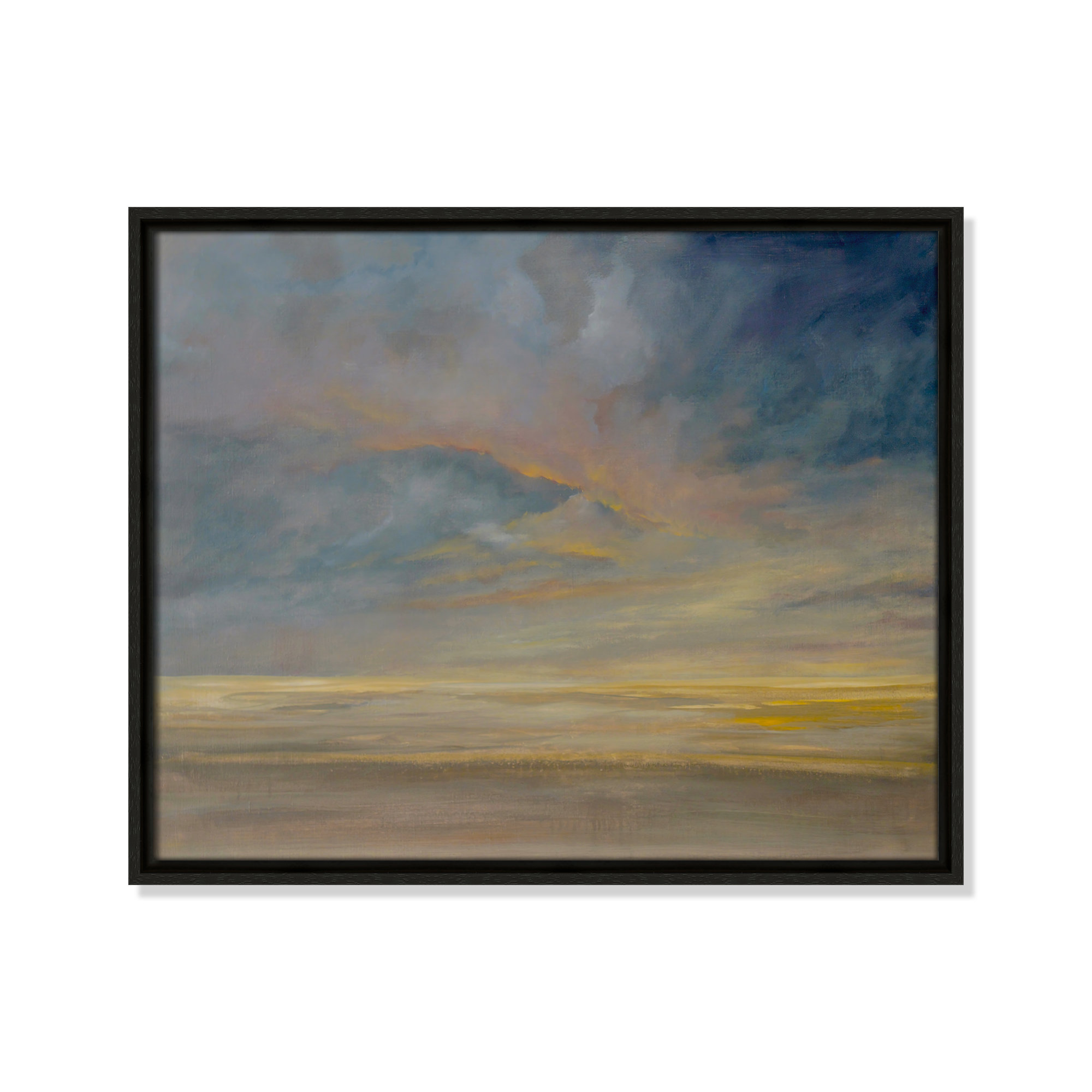 Dawning Unrest - Floater Frame Painting on Canvas, Silver, 17.5" H x 21.5" W