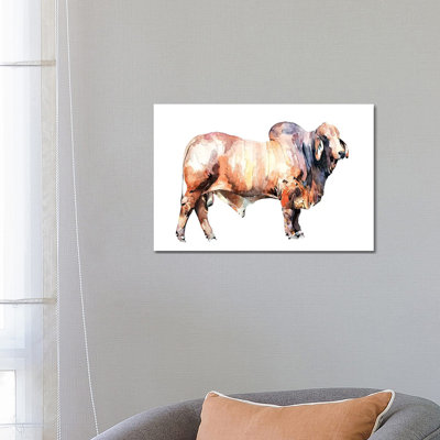 Texan Brahman Bull par EdsWatercolours - impression sur toile tendue