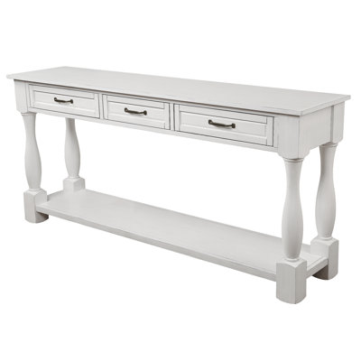 63Inch Long Wood Console Table With 3 Drawers And 1 Bottom Shelf For Entryway Hallway Easy Assembly Extra-Thick Sofa Table