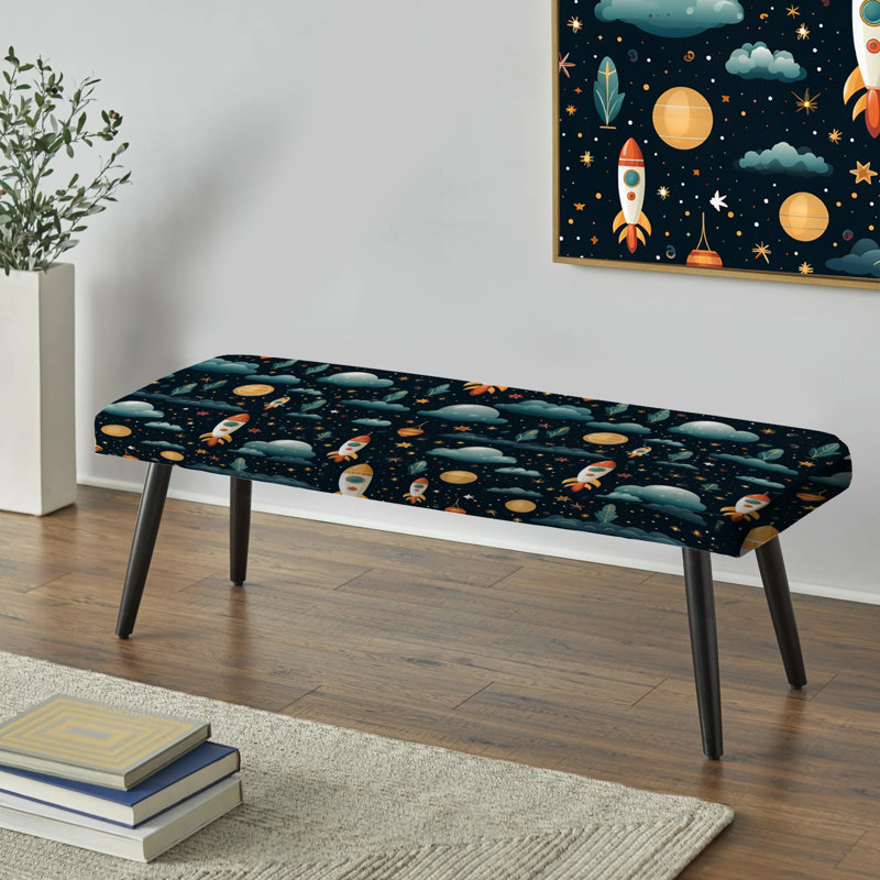 Space Rocket For Children Bed - Banc rembourré noir pour chambre d'enfant