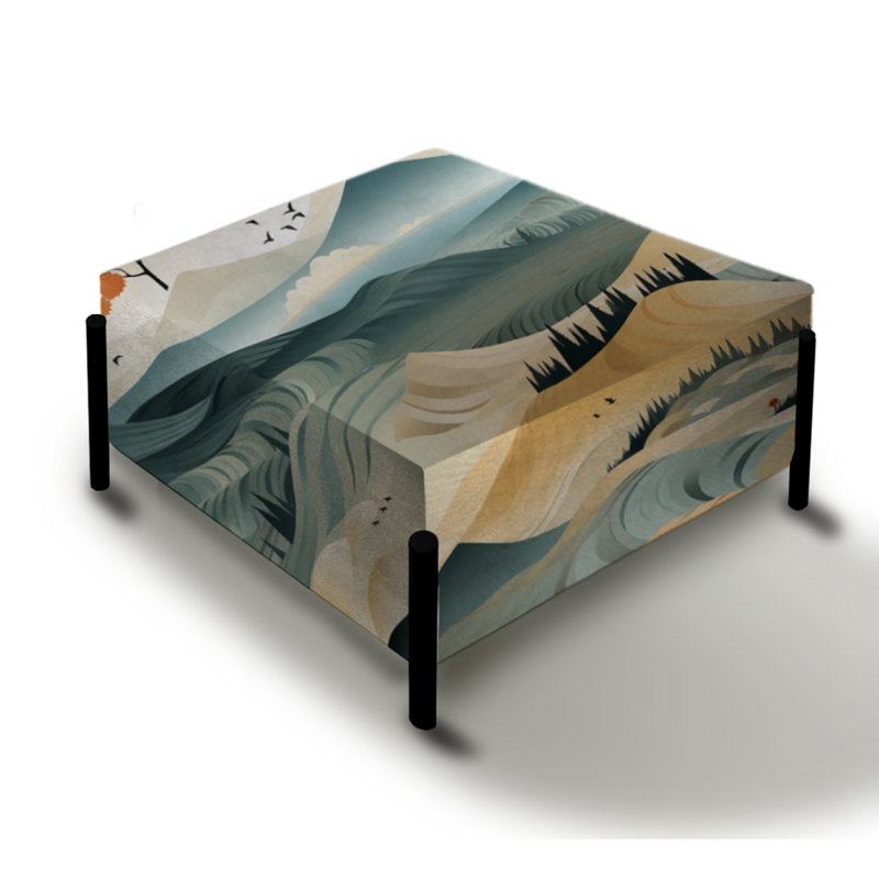 Minimalist Paysages - Grand repose-pieds carré abstrait