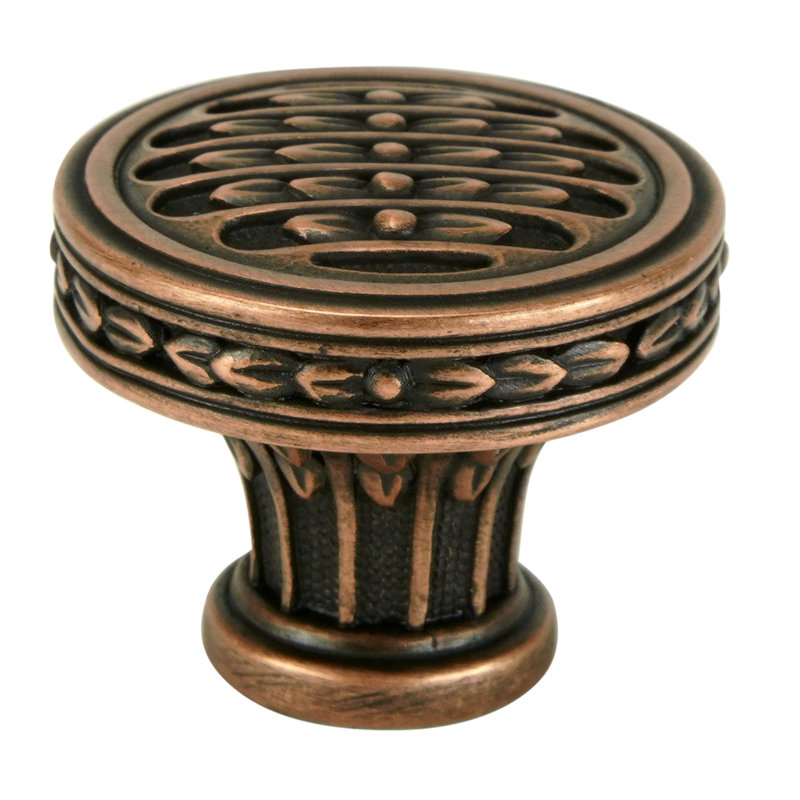 ASTORIA KNOB IN VINTAGE PLATE, Copper, 1 3/8"