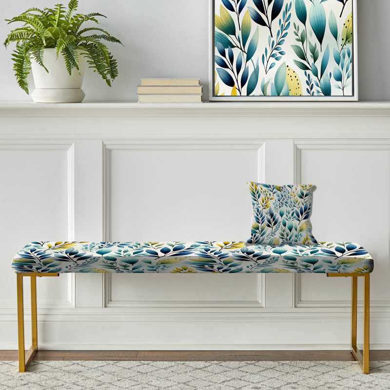 Banc Botanical, Watercolor Blue Foliage Botanical Pattern