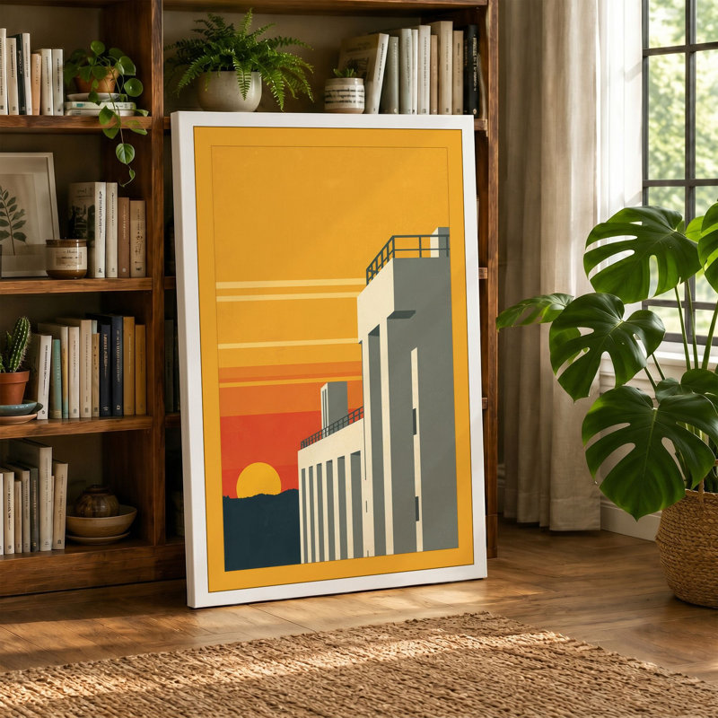 Industrial Sunrise Art Deco - Wrapped Canvas, 36x24 - 91.4 x 61.0 cm, White Border
