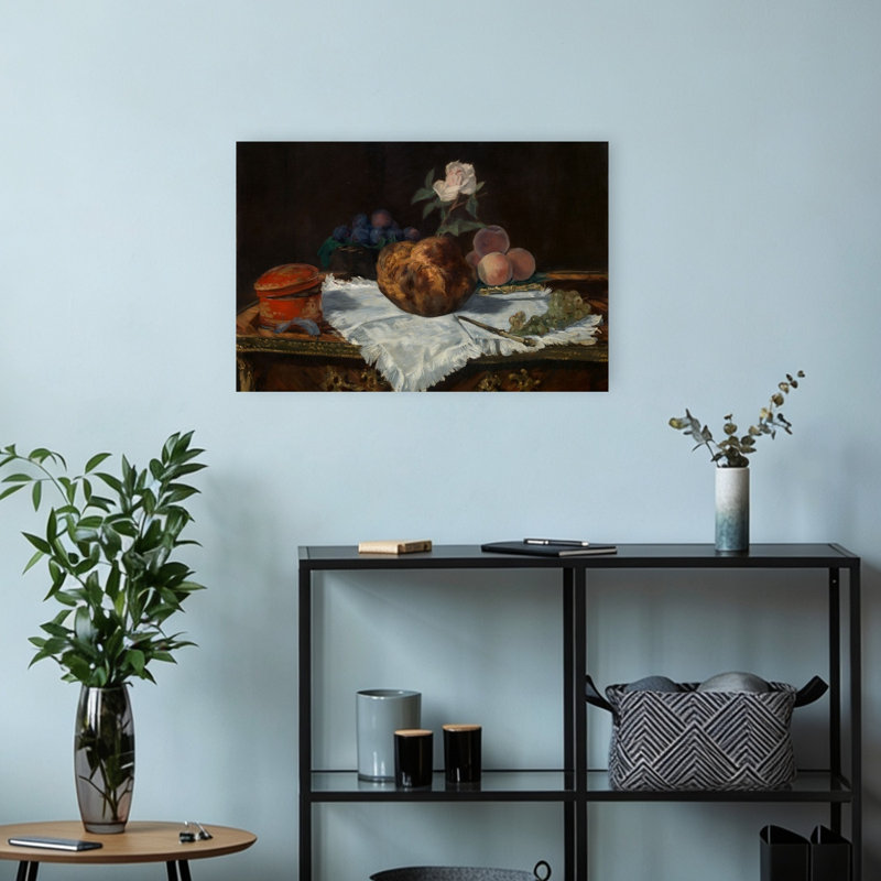 La Brioche, 1870 Impression d'art mural abstraite impressionniste contemporaine représentant une rose et des fruits