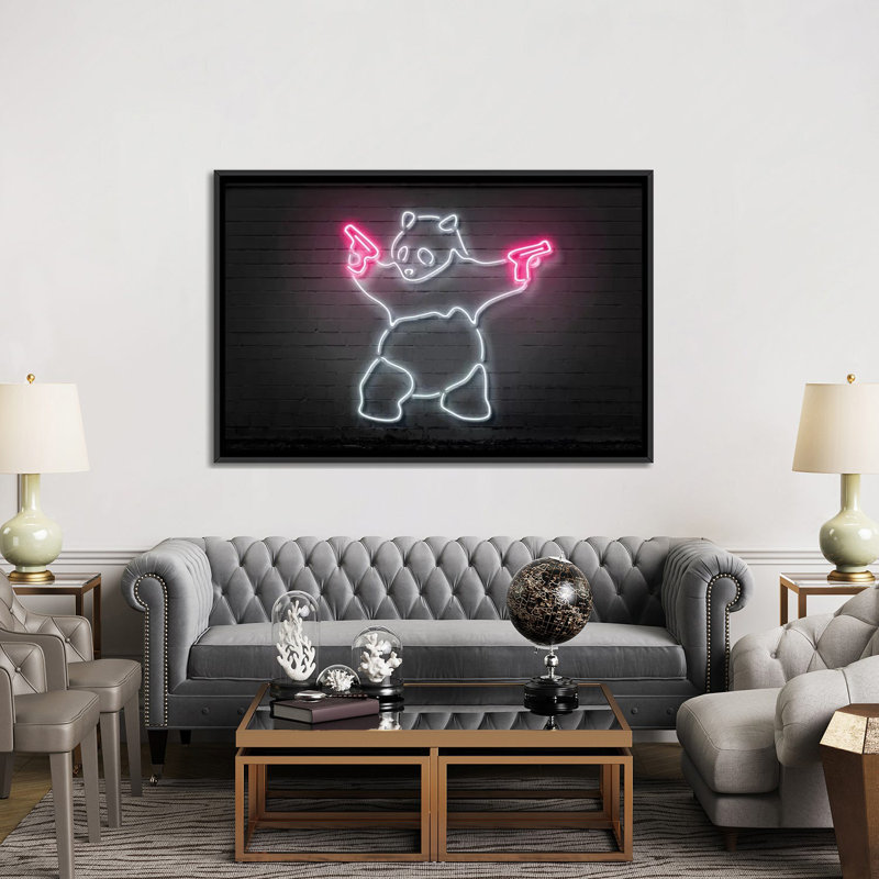 «Panda with Guns», impression sur toile, H 40 po x l 60 po x P 1,5 po, Toile tendue, Pas de tapis