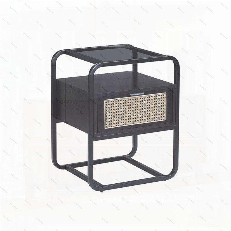 Wonderlin 1-Drawer Metal Nightstand in Black