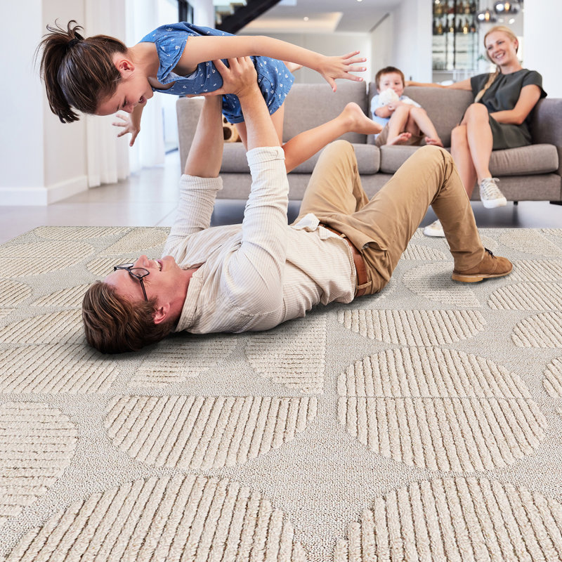 8X10 Beige Rug, Contemporary Geometric Design, Ideal For Living Room And Bedroom, Non-Shedding, , Comfortable, Stain Step Collection 7'9''X10' Indoor Area Modern Bohemian Soft Fade , Pet Safe Home