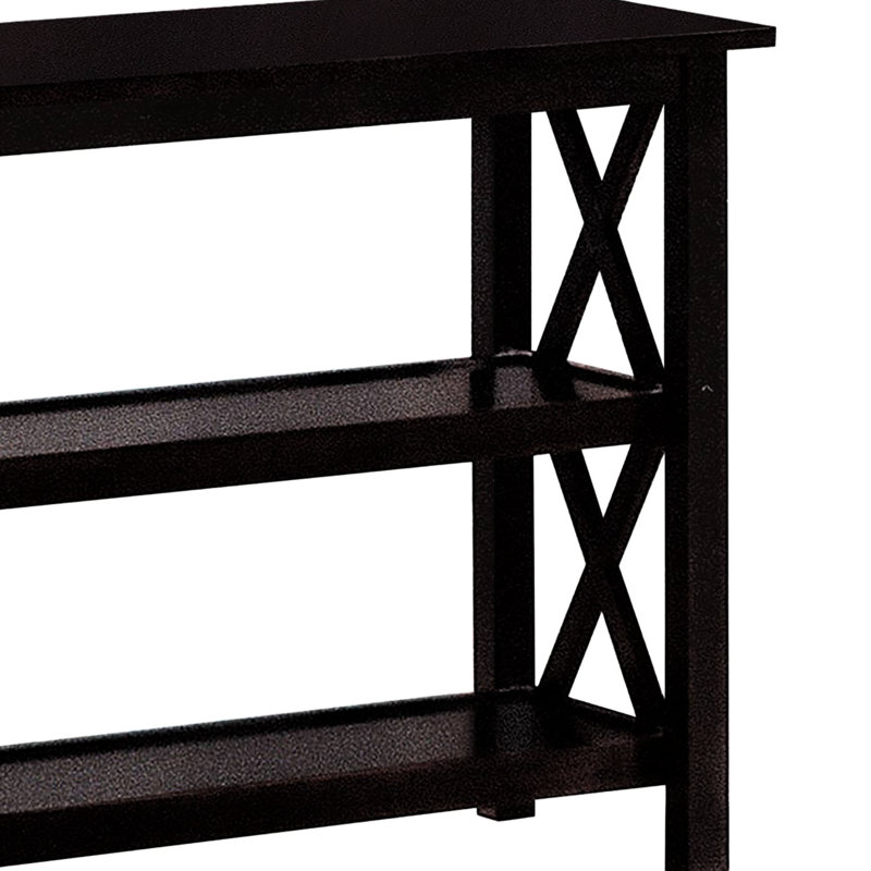 2-Shelf Table In Deep , Geometric Pattern, Modern Transitional Style Console Table, Finish, Rectangular With Two Shelves For Display And Storage