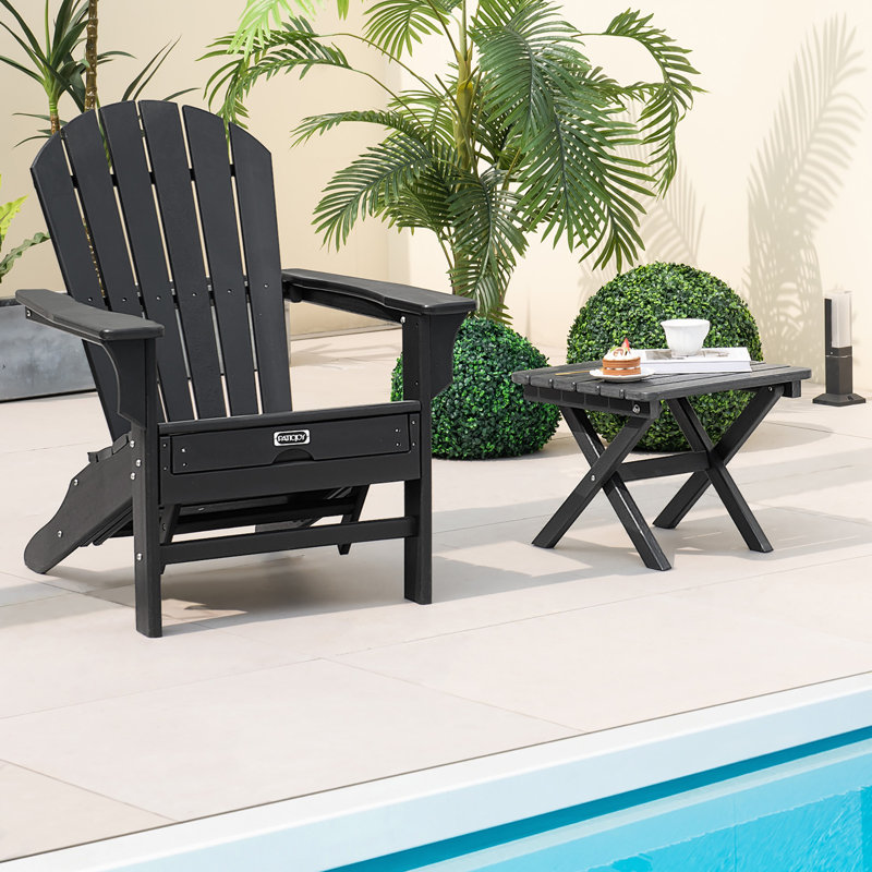 Table d'appoint pliante Alsha, Noir, Noir