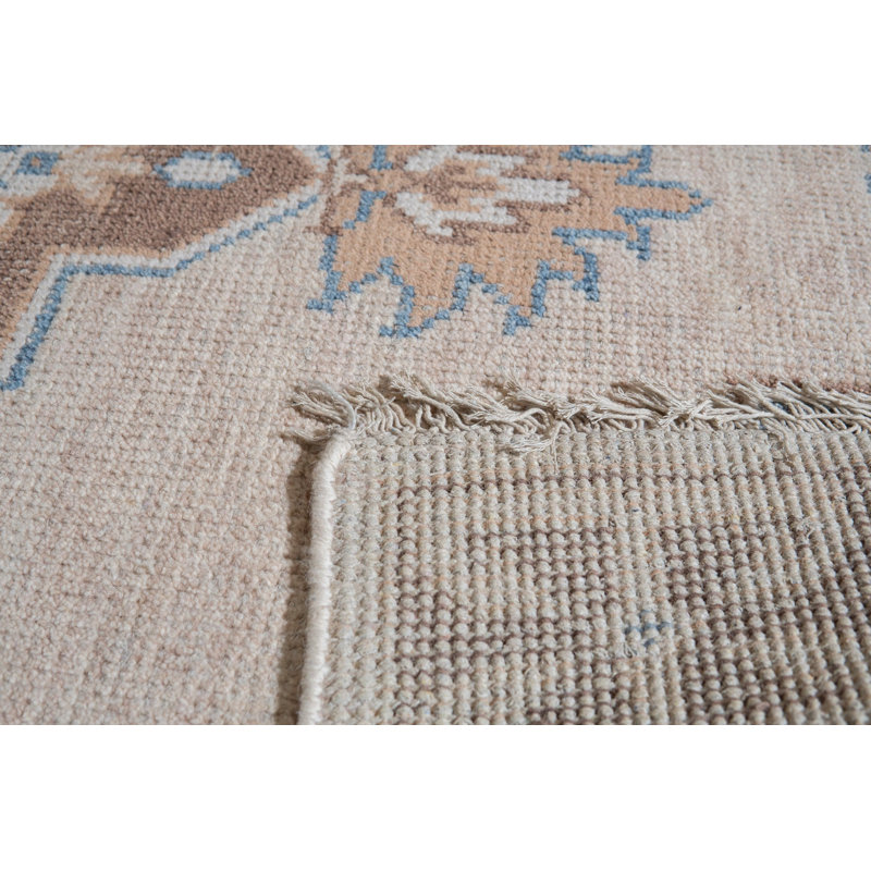 Ivory Hand-Knotted Wool Framed Medallion Geometric Modern Contemporary Carpet Rug, 10' x 14'