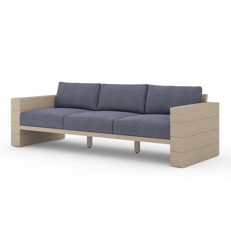 Tsubaki 96" Wide Patio Sofa, Washed Brown, Charcoal Polypropylene/Olefin