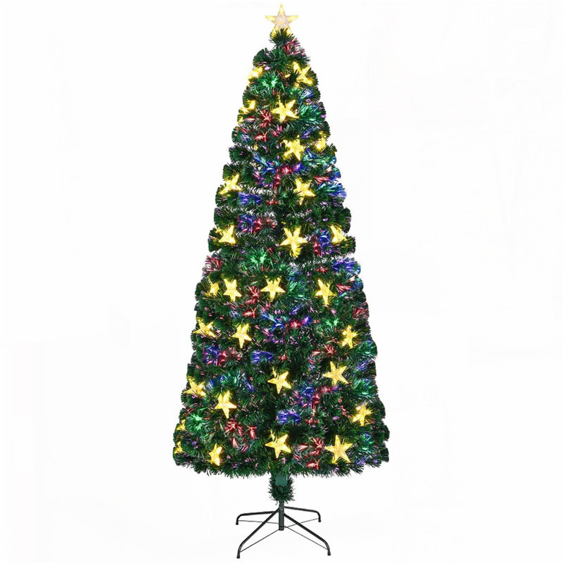 Arbre de Noël en fibre optique 6 pi avec grandes étoiles, 6'