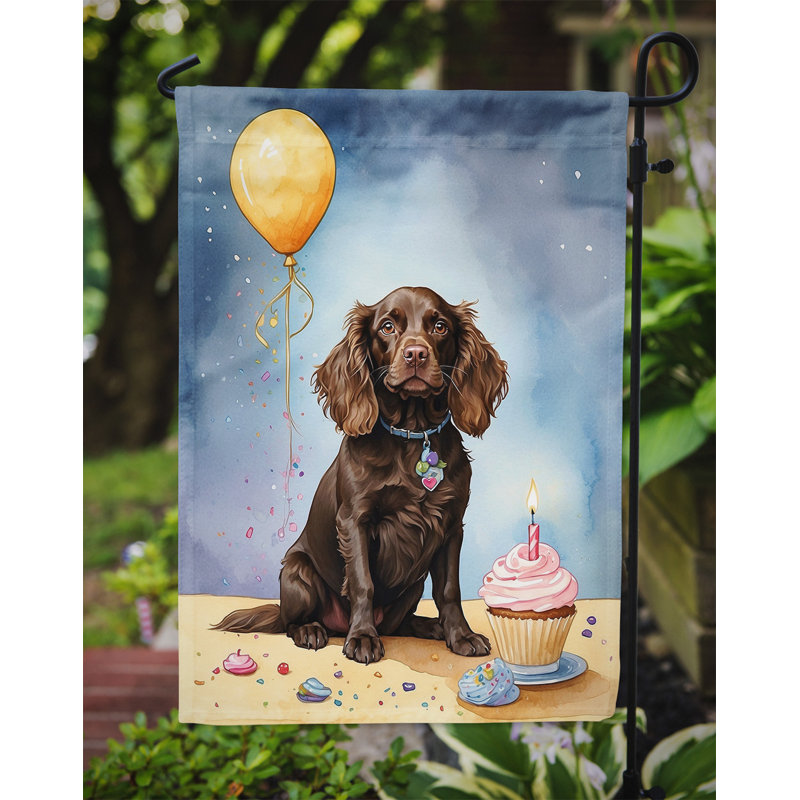 Drapeau de jardin «Happy Birthday», Épagneul Boykin