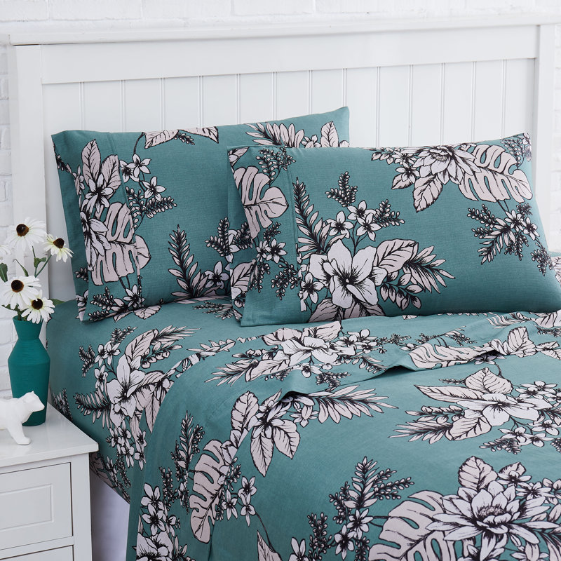 Flora 300 Thread Count Floral 100% Cotton Sheet Set, Full