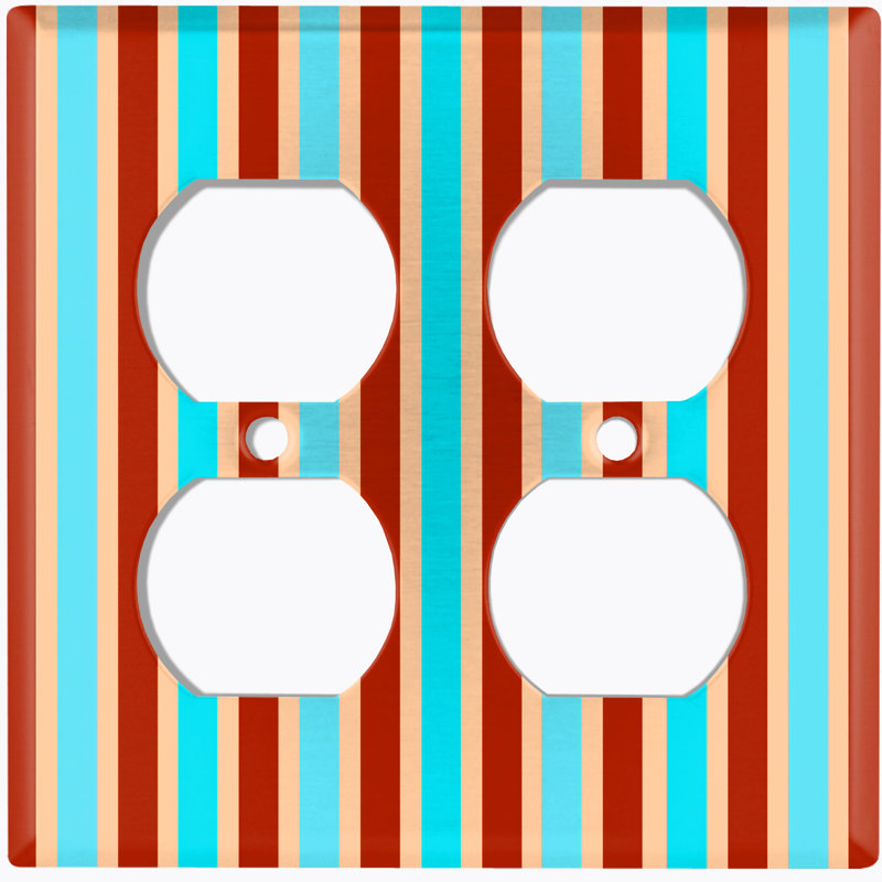 Plaque murale 2 prises papier peint, Orange / bleu