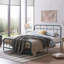 Structure de lit double en métal avec tête de lit et pied de lit arrondis - rose, lit plateforme robuste-304031248-304031262