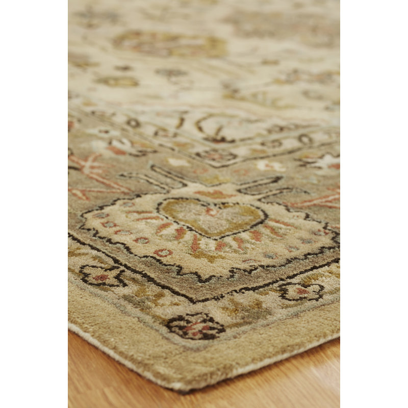 Wool Oriental Area Rug in Beige/Brown, Rectangle 3'6" x 5'6"