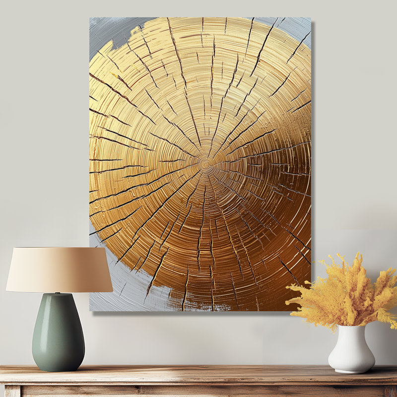 «Golden Wood Slide Roots Of Serenity III - Trees», art mural, H 44 po x l 34 po, Toile tendue, Ne s’applique pas