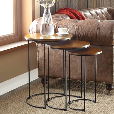 Tables gigognes rondes modernes noires 17,5 pouces