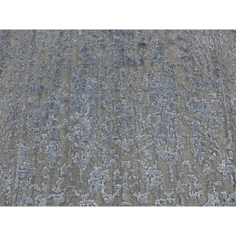 2'x2'10" Gray Wool and Silk Abstract Design Hand Loomed Sample Rug A87FA9068F1F46108CC4EFD72929AFF5