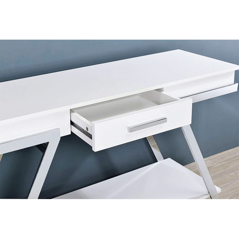 Contemporary Style  1Pc Sofa Table High Gloss Finish Chrome Frame Console Table Gorgeous Living Room Furniture
