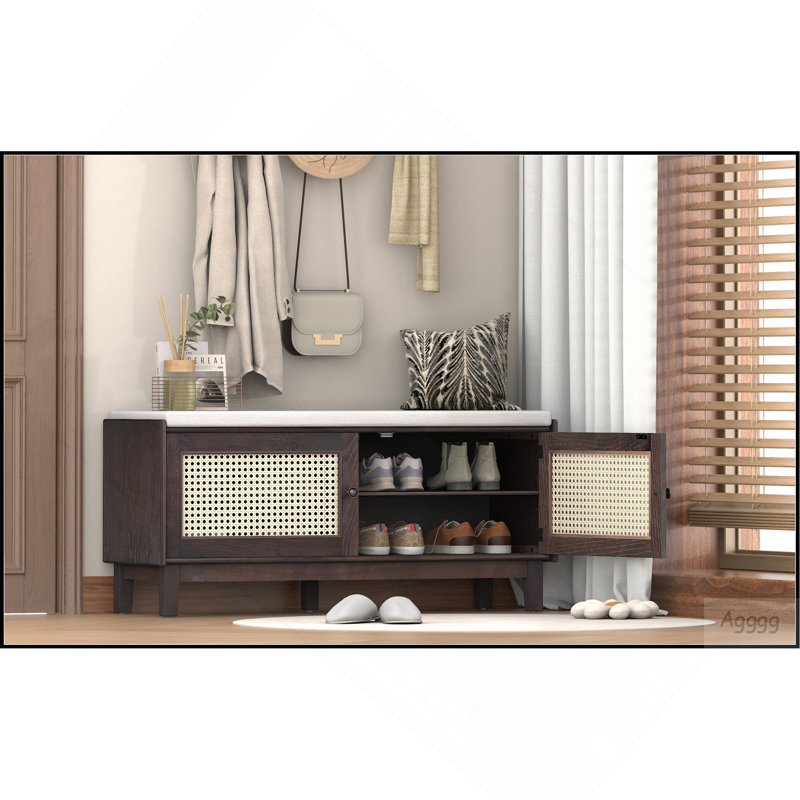 Banc de rangement Rustic, Beige, espresso