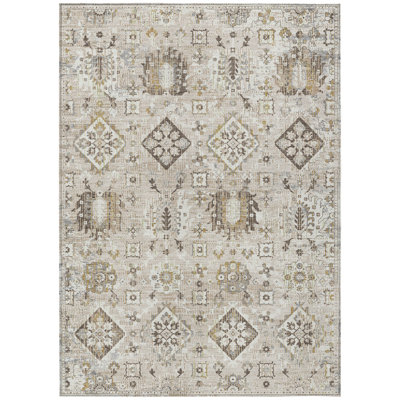 Machine Washable Indoor/Outdoor Xhevrie Linen Rug