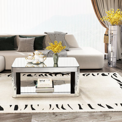 Table basse rectangulaire en verre Baked Curved Mirror