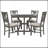 5-Piece Round Dining Table And Chair Set With Special-Shaped Legs And An Exquisitely Designed Hollow Chair Back For Dining Room (Gray)-1804030347