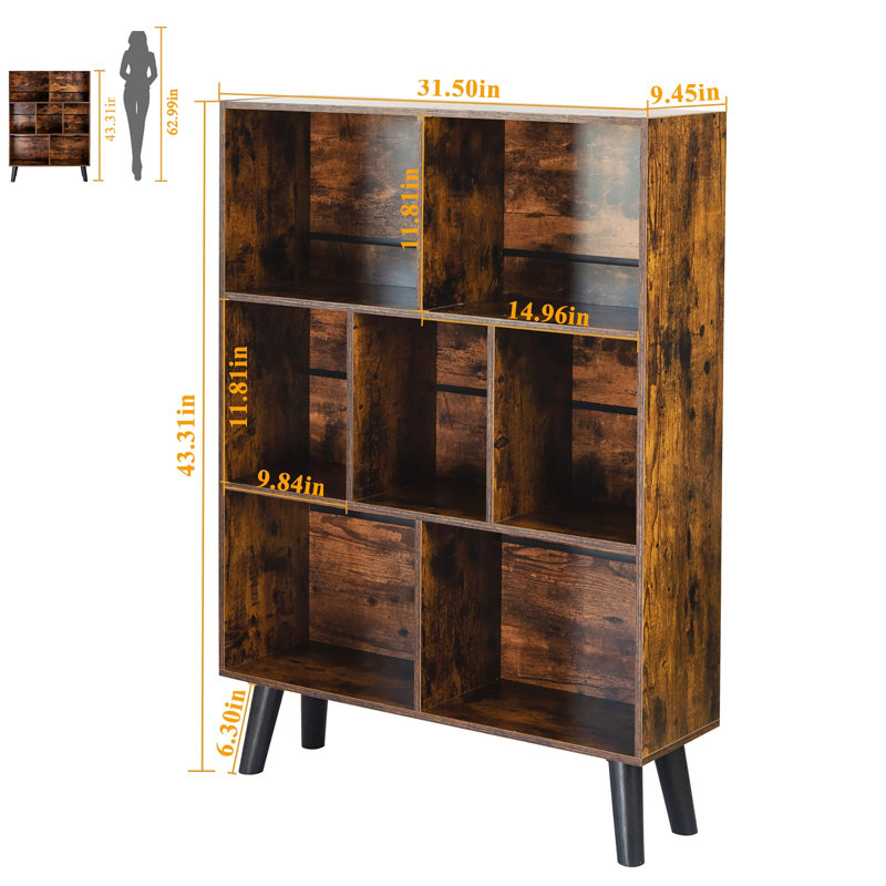 3-Tier Freestanding Open Cube Bookshelf, Brown