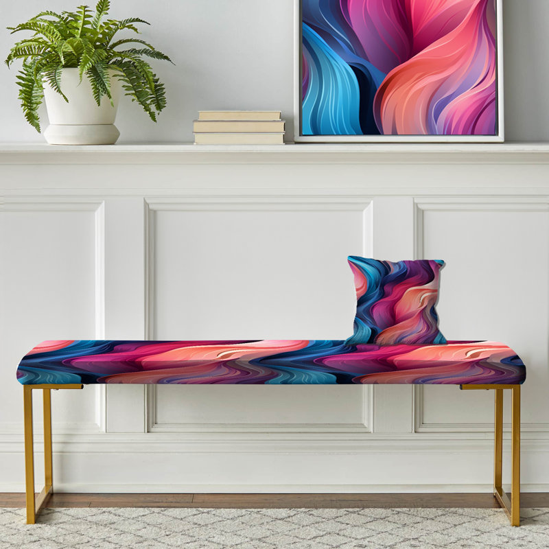 Banc abstrait tapissier doré, Pink Mystic Aura Symphony Waves