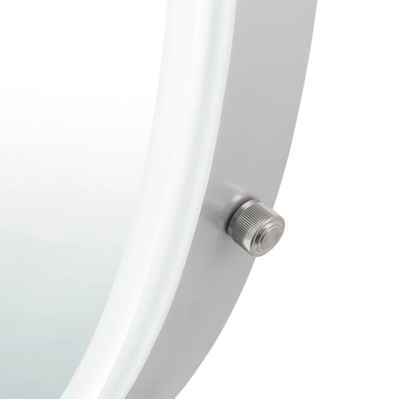 Miroir de table ovale Heiress Plus, Argenté, Bande de lumière DEL, 36,5 po x 23,75 po