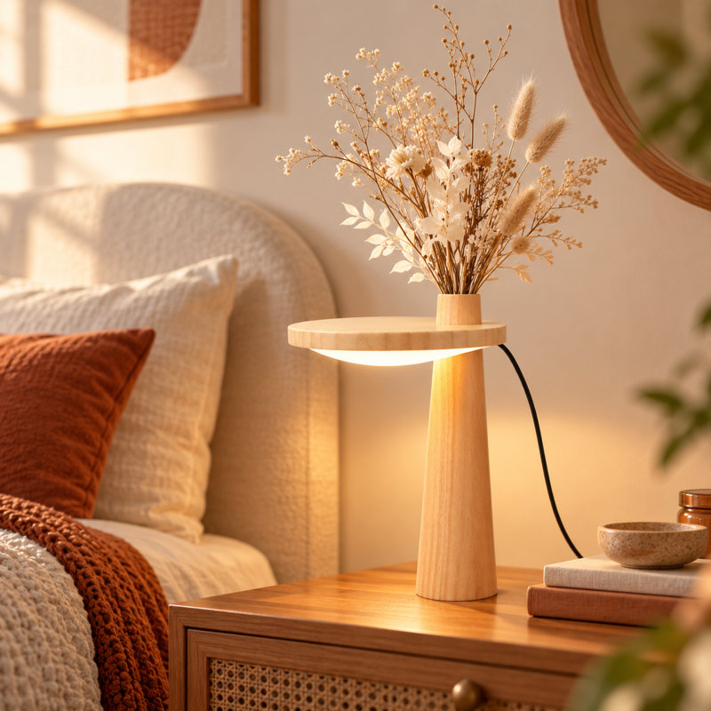 Lampe de vase créative, lampe de chevet DEL, rechargeable par USB, veilleuse tactile à 10 niveaux d'intensité pour la décoration intérieure, cadeau d'anniversaire original