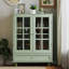 Buffet minimaliste avec portes à double vitrage et tiroir, armoire de rangement moderne en bois-818473267