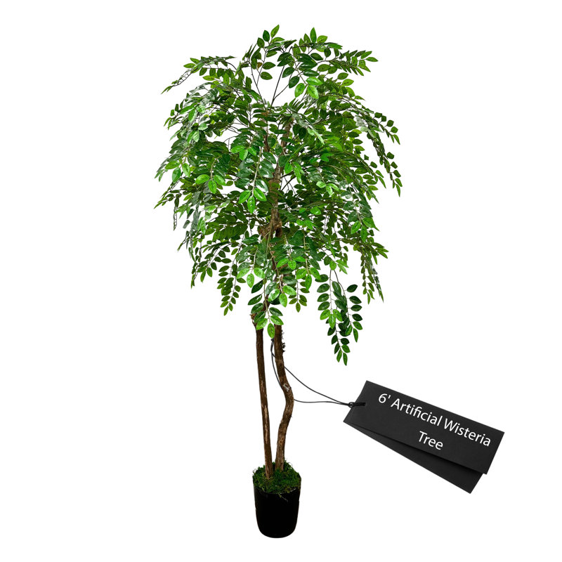 Arbre de glycine artificiel fait à la main avec bois véritable, H 72 po x l 30 po x P 30 po
