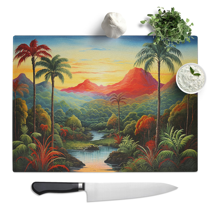 Jungle Landscape No.3  Glass Chopping Board