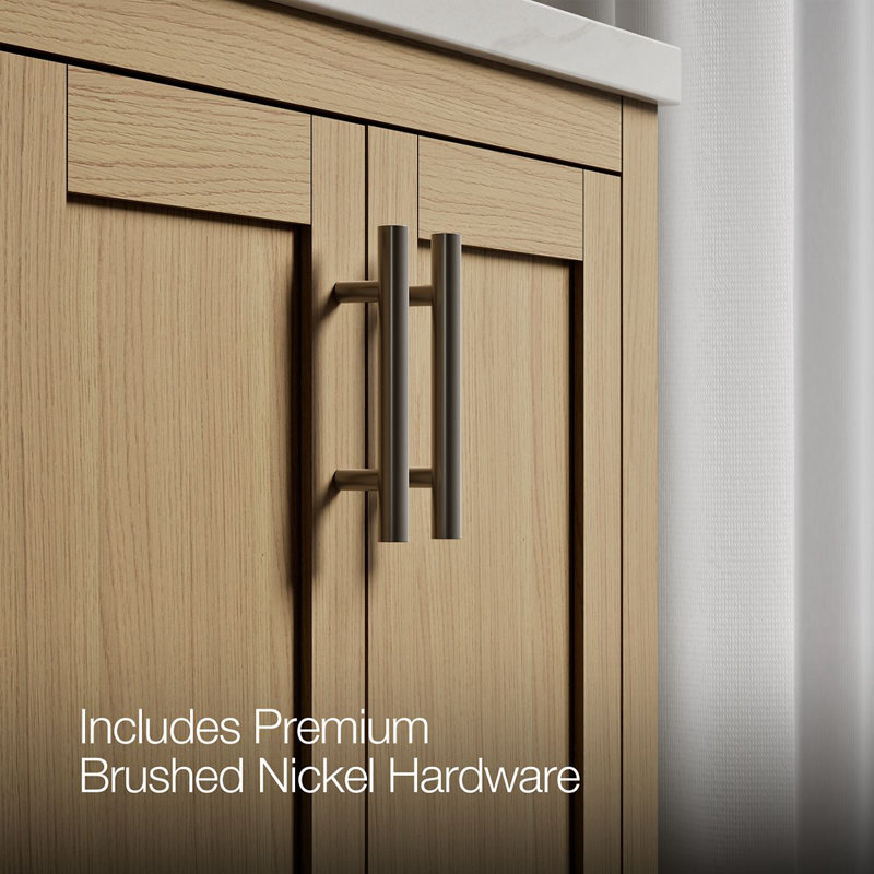 37" Single Bathroom Vanity Set, White, Light Oak