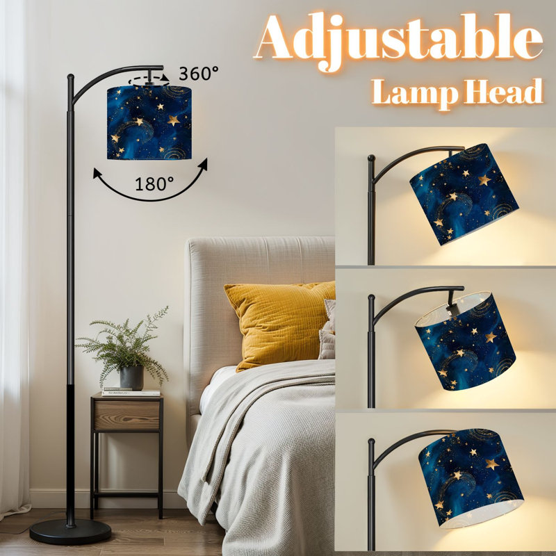 Lampe sur pied à arc avec abat-jour réglable Golden Stars Blue Galaxy